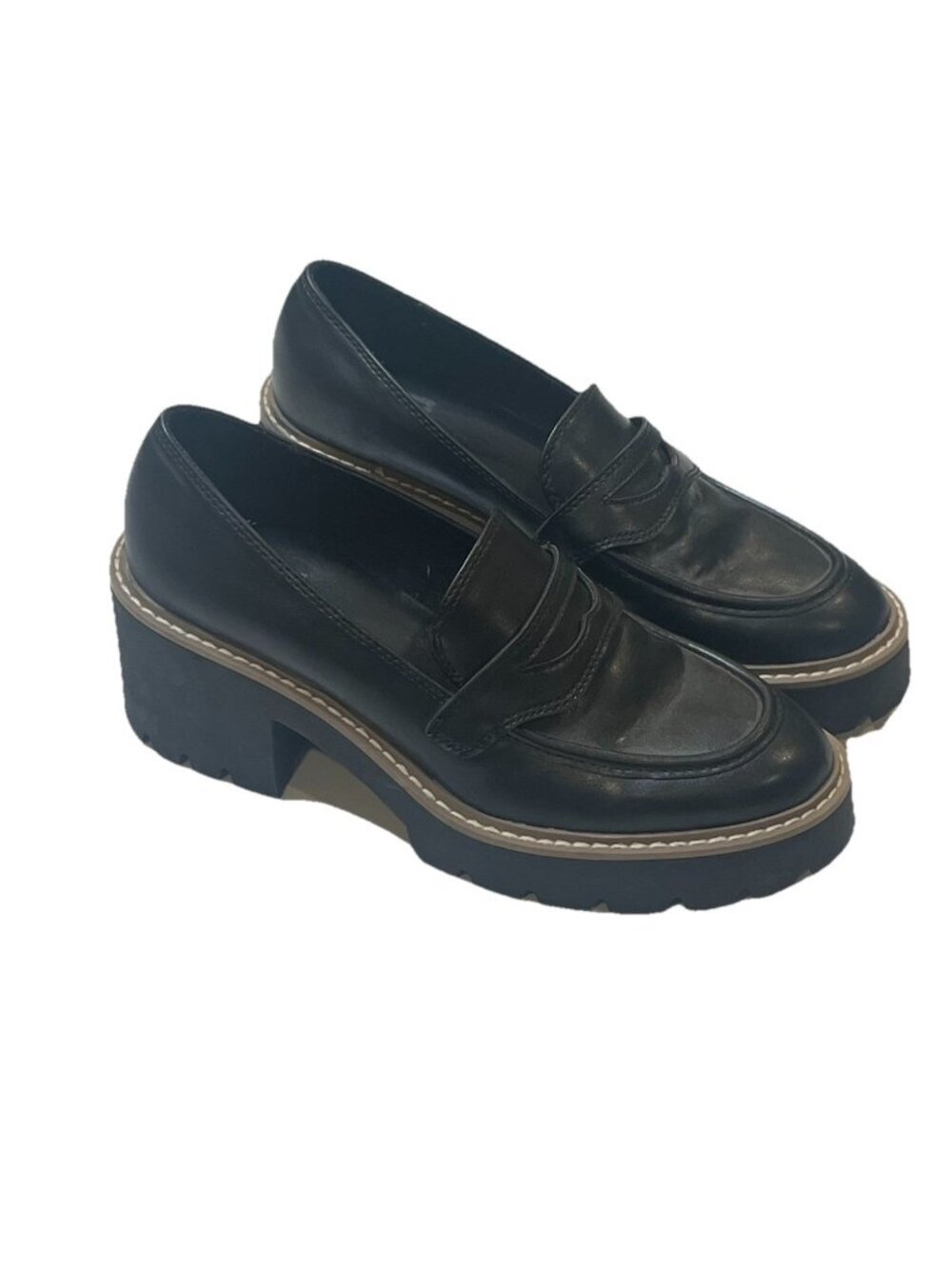Dolce Vitaa Tammy Black Chunky Lug Sole Loafters Sz 7 Platform Dark Academia